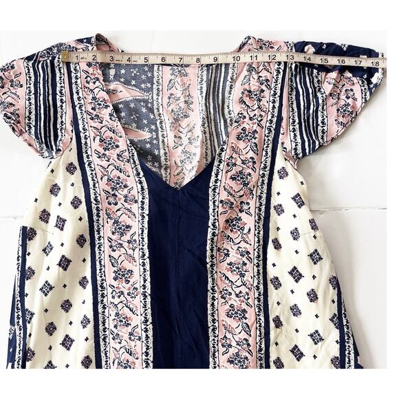 Anthropologie Maeve Dress M Blue Pink Floral Boho Flare Midi High Low Swing - Picture 3 of 8